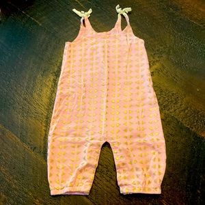 EGG 12M pink and gold romper. Like new.